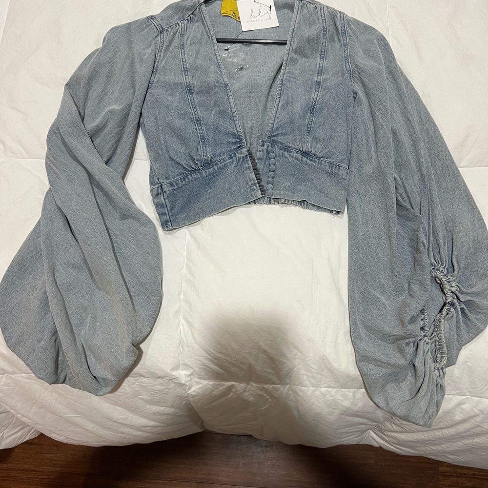 Signature8 Light Blue Denim Blouse - Bobbles & Lace Boutique